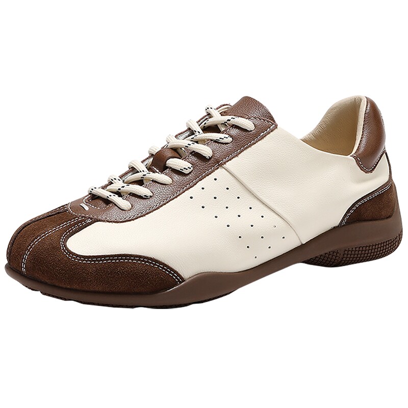 森达复古软底德训鞋26年新款轻便休闲牛皮阿甘运动鞋棕色女鞋舒服