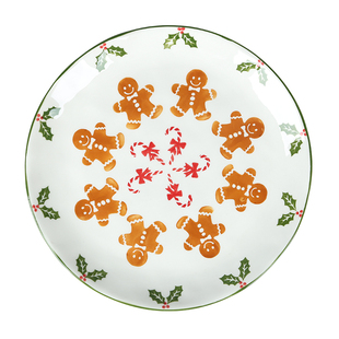 创意日式手绘餐具可爱卡通盘子套装家用圆盘菜盘西餐盘平盘牛排盘