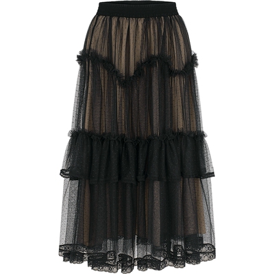 BORAAKSU复古宫廷风层叠褶裥半裙