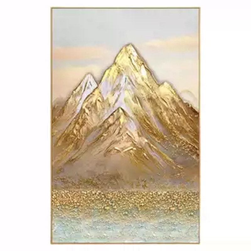 手绘油画肌理画金山高级感金箔