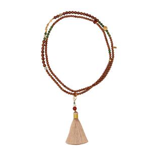 中式汉服背链多层项链长款女檀香木流苏斜挎旗袍配饰手工国风高档