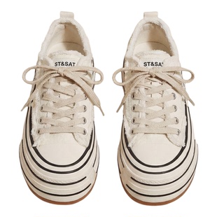 星期六乞丐厚底帆布鞋女款新款春季斯德哥复古休闲松糕板鞋子