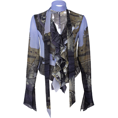 TMS透视印花宽松性感百搭衬衫