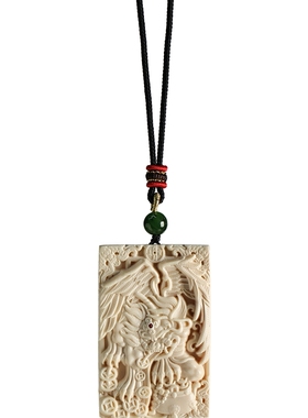 论檀男女士猛犸牙貔貅无事牌吊坠