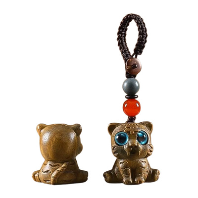 绿檀木雕十二生肖全套鼠牛虎兔龙蛇马羊猴鸡狗猪手机吊坠包包挂件