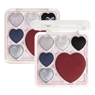 戈戈舞六色大爱心眼影盘烟熏蓝色便携小眼影腮红一体盘日常淡妆女