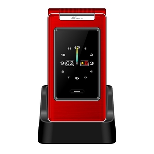 全网通4G信号全语音王盲人读短信报名字双卡双待双屏翻盖老人手机