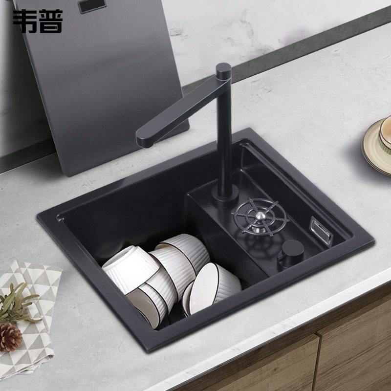 韦普石英石吧台隐形小水槽带盖板单槽洗杯器隐藏中岛花岗岩洗菜盆,家装主材,水槽单品,淘宝优惠券,粉丝福利购,淘宝优惠卷