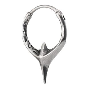 Shinma 钛钢尖角雕刻尖牙耳环耳骨环 银色朋克金属风穿刺耳饰