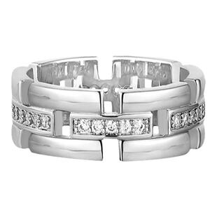 LUVAJ微镶锆石几何H戒指轻奢小众宽版食指戒女欧美复古个性指环