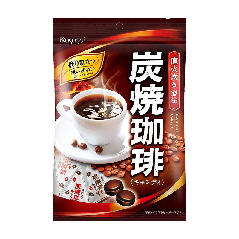 日本进口春日井直火烘烤炭烧咖啡味糖果婚庆喜糖硬糖休闲零食小吃