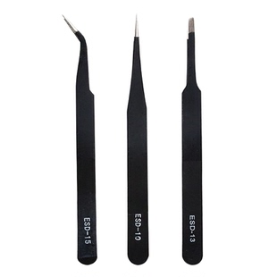 防静电加硬不锈钢镊子直头尖头 弯头镊子扁嘴 精密电子夹持工具