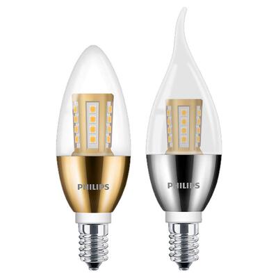 飞利浦led灯泡蜡烛灯e14螺口节能水晶吊灯调光尖泡拉尾泡家用超亮