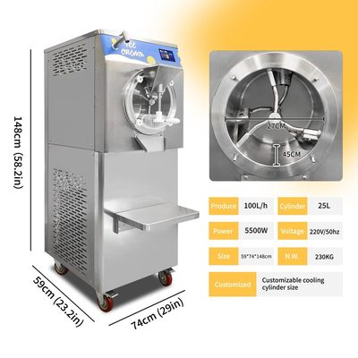 100L意式硬冰激凌机gelato全自动商用雪糕机硬冰机硬质冰淇淋机