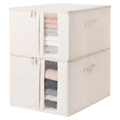 霜山带视窗布艺可折叠衣服收纳箱