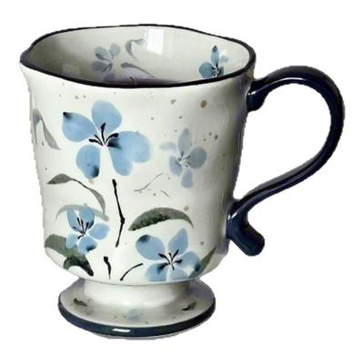 复古陶瓷马克杯高脚拿铁咖啡杯