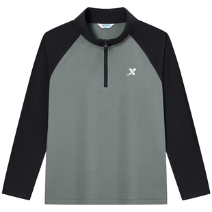 特步童装秋冬内搭儿童打底衫男童加绒卫衣中大童半拉链长袖T上衣