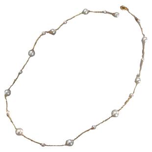 Akoya海水珍珠项链满天星Y链18K颈饰锁骨链天女光泽多种戴法颈链