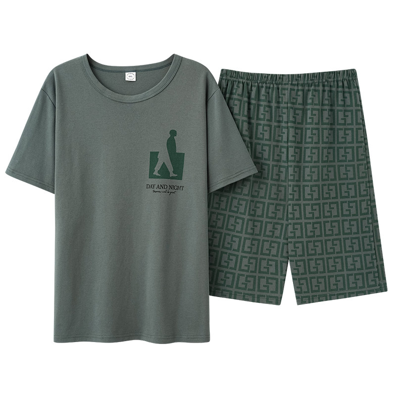 男士夏季短袖家居服加肥加大码款