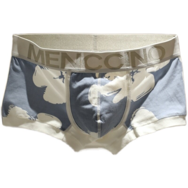 日系男生清新舒适个性纯棉青年男士四角内裤头低腰性感印花平角裤