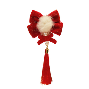 新年红色儿童喜庆蝴蝶结发夹过年头饰古风发饰中国风女童汉服发卡