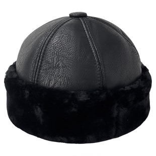 阿萝璃帽子男士2025新款冬季加绒加厚保暖羊皮地主帽老年人瓜皮帽