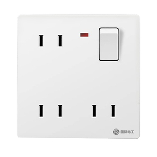 86型三位二孔带开关四孔六孔两脚插多二插墙壁充电桩电源插座面板