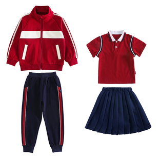 幼儿园园服春秋套装小学生校服棒球服儿童秋冬季运动会班服酒红色