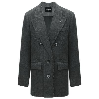 知识分子静奢毛呢廓形西装