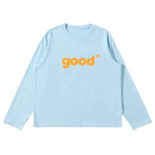 美好商店MeihaoStore六色good经典logo印花纯棉打底长袖T恤情侣款