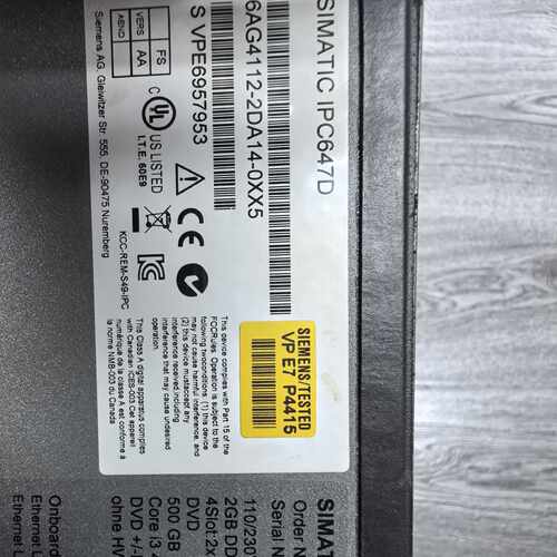 议价：西门子工控机 SIMATIC IPC647D，型号6AG41