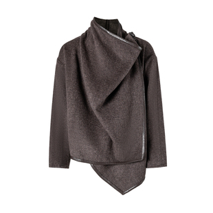 BALIANG「捌樑」 峪 'Valley' 不对称磨毛人字纹羊毛呢大衣外套