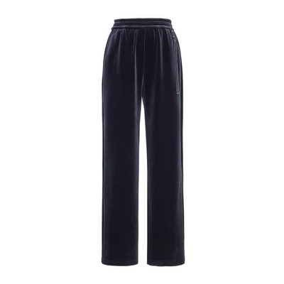 婉甸2025年冬新品黑色丝绒直筒长裤高腰垂感百搭阔腿裤1244P01DM1