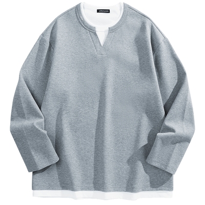 亨利领重磅宽松长袖T恤