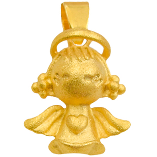 磨砂天使吊坠女单坠百搭锁骨链沙金仿黄金金锁不含链松果女士坠子