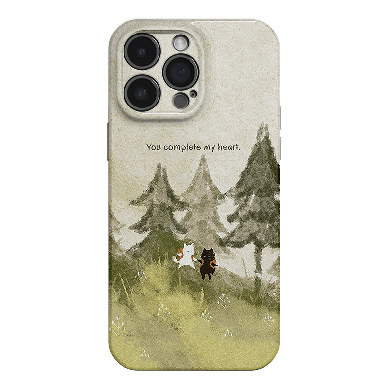 林间小猫 森系肌理手绘风适用苹果iphone17手机壳华为pura70小米15荣耀x50红米k80小众vivox200新款一加ACE5