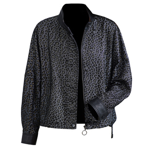 海宁真皮皮衣女2025冬新短款蝙蝠袖豹纹印花头层绵羊皮夹克小外套