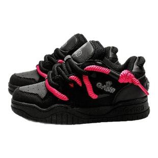 【林小宅同款】奇安达2025爆款厚底面包鞋女鞋秋季复古黑色板鞋