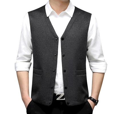 宽松秋冬商务休闲羊毛呢马甲