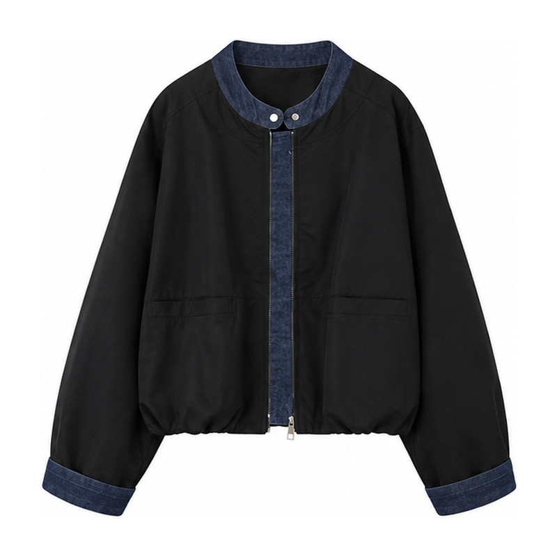 早秋薄款立领美式棒球服女