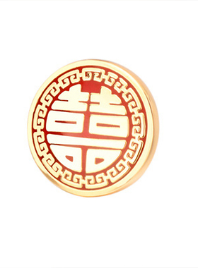 中国风高档复古红双喜司仪胸针
