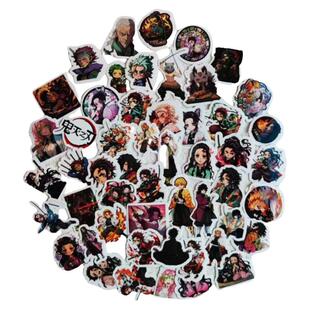 50张漫画鬼灭之刃卡通周边涂鸦贴纸DIY贴装饰笔记本头盔相框画手账保温杯吉他衣柜收纳箱拉杆箱贴纸防水pvc