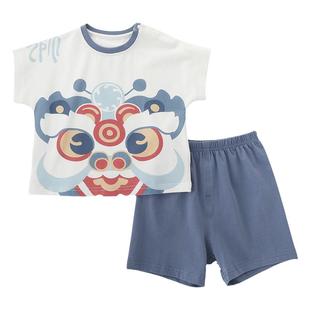 男童套装夏季薄款宝宝国风短袖两件套婴儿分体衣服新中式儿童夏装