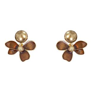 复古美拉德花朵耳夹无耳洞女新款耳环秋冬绝美独特巨好看耳坠耳饰