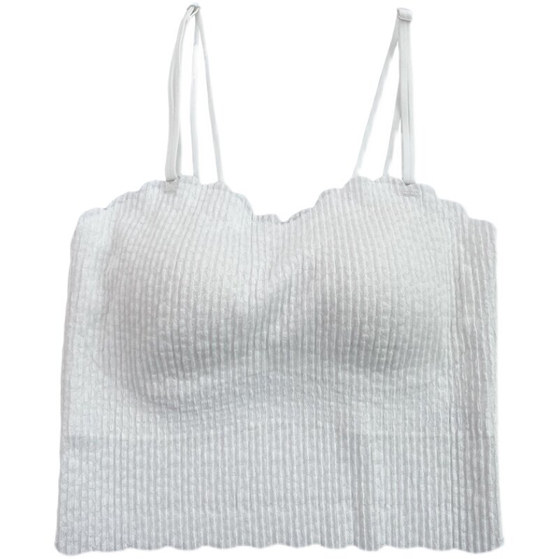 古妃46903 美背内衣女内搭外穿吊带乳胶垫打底裹胸白色网红背心女