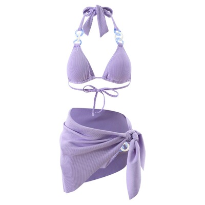 分体比基尼温泉度假拍照辣妹