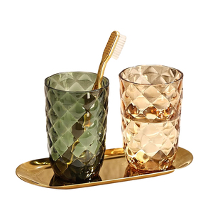 Auramoon.漱口杯轻奢家用情侣简约刷牙杯透明洗漱杯套装丨孑孓