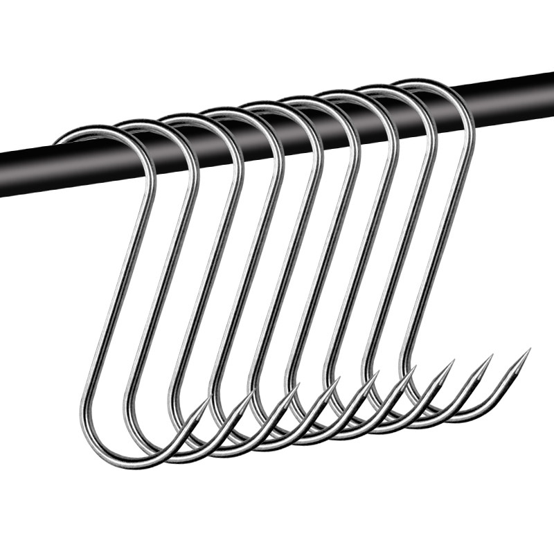 腊肉挂钩不锈钢S型晒腊鱼挂烤鸭香肠猪肉尖头勾子加粗S钩挂肉