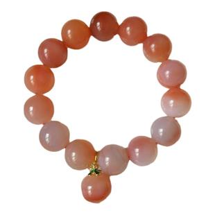 天然蜜桃粉绯红玛瑙手串盐源手链桃子闺蜜礼物女款本命年饰品水晶