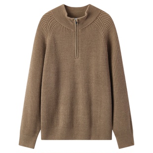 森马毛衫男2025冬季含羊毛针织衫老钱风拉链半开襟毛衣情侣内搭